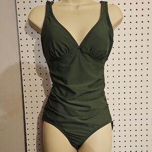 Kona Sol Deep Green One-Piece Swimsuit